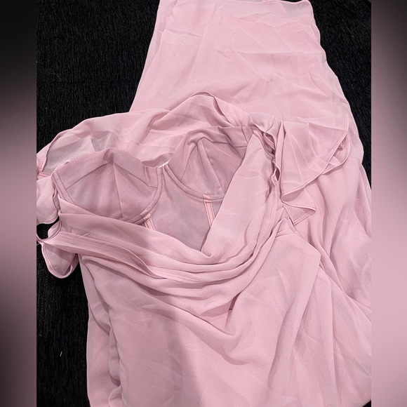 Oh Polly Romilly Cowl Neck Pleated Midaxi Dress in Dusty Pink - Picture 11 of 12